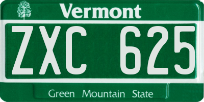 VT license plate ZXC625