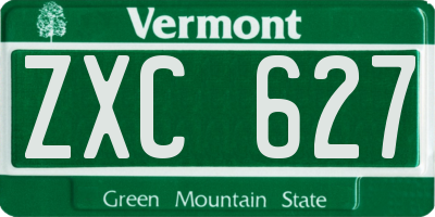 VT license plate ZXC627
