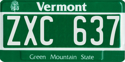 VT license plate ZXC637