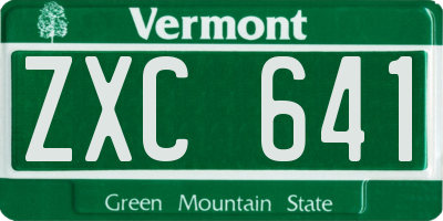 VT license plate ZXC641