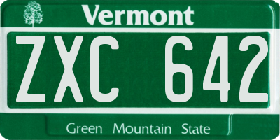 VT license plate ZXC642