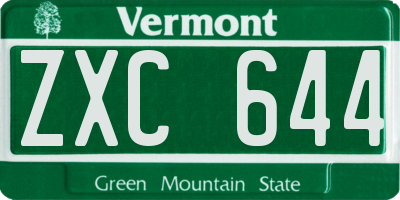 VT license plate ZXC644