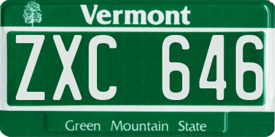 VT license plate ZXC646