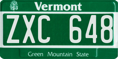VT license plate ZXC648