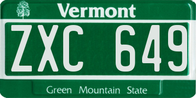 VT license plate ZXC649
