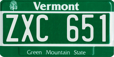 VT license plate ZXC651
