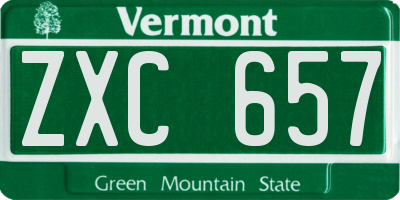 VT license plate ZXC657