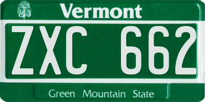 VT license plate ZXC662