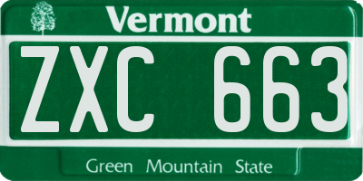 VT license plate ZXC663