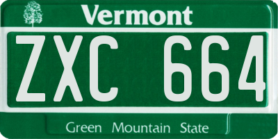 VT license plate ZXC664