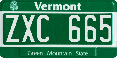 VT license plate ZXC665