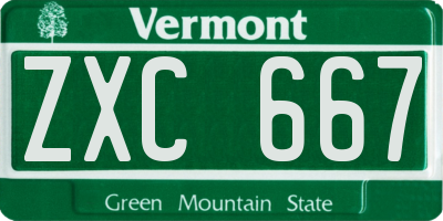 VT license plate ZXC667