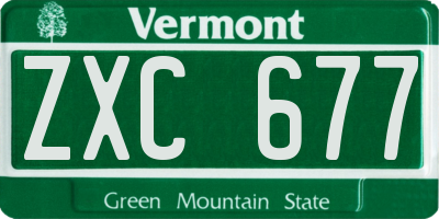 VT license plate ZXC677