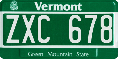 VT license plate ZXC678