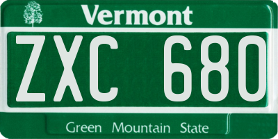 VT license plate ZXC680