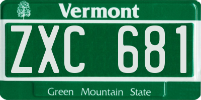 VT license plate ZXC681
