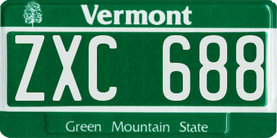 VT license plate ZXC688