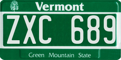 VT license plate ZXC689