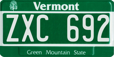 VT license plate ZXC692