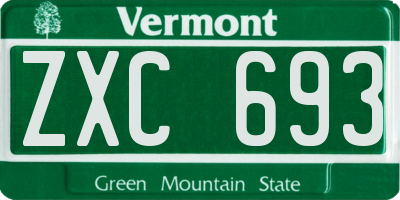VT license plate ZXC693