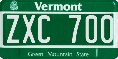 VT license plate ZXC700