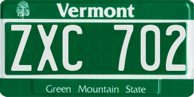 VT license plate ZXC702