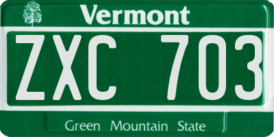 VT license plate ZXC703