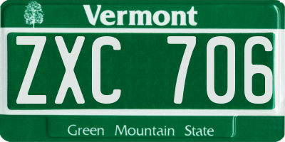 VT license plate ZXC706