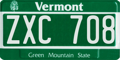 VT license plate ZXC708