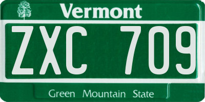 VT license plate ZXC709