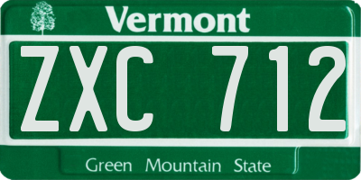 VT license plate ZXC712