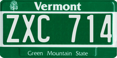 VT license plate ZXC714