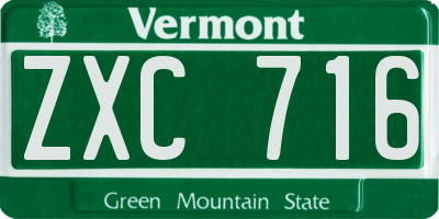 VT license plate ZXC716