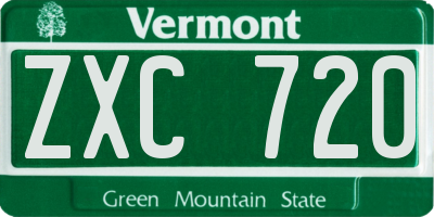 VT license plate ZXC720