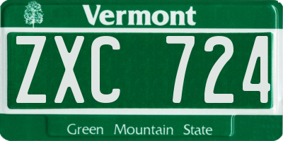 VT license plate ZXC724