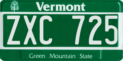 VT license plate ZXC725