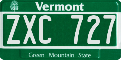 VT license plate ZXC727
