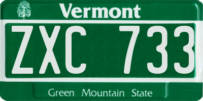 VT license plate ZXC733