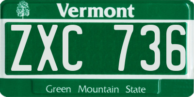 VT license plate ZXC736