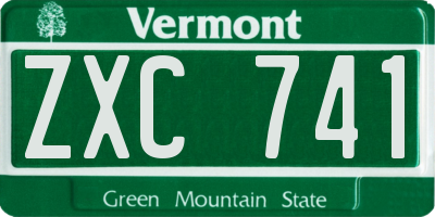 VT license plate ZXC741