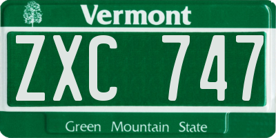 VT license plate ZXC747