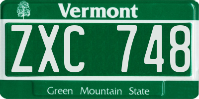 VT license plate ZXC748