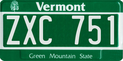 VT license plate ZXC751