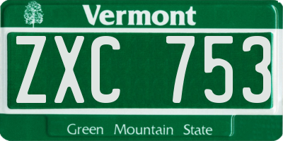 VT license plate ZXC753