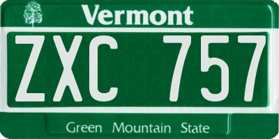 VT license plate ZXC757
