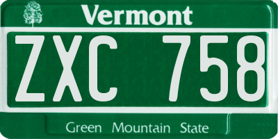 VT license plate ZXC758