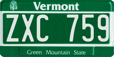 VT license plate ZXC759