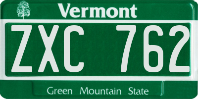 VT license plate ZXC762