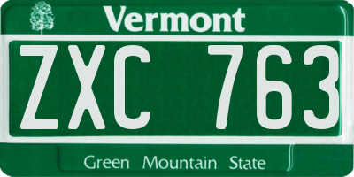 VT license plate ZXC763