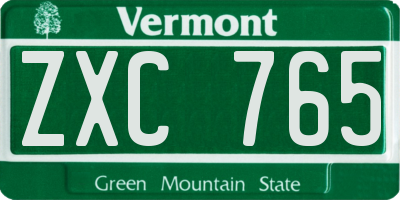 VT license plate ZXC765